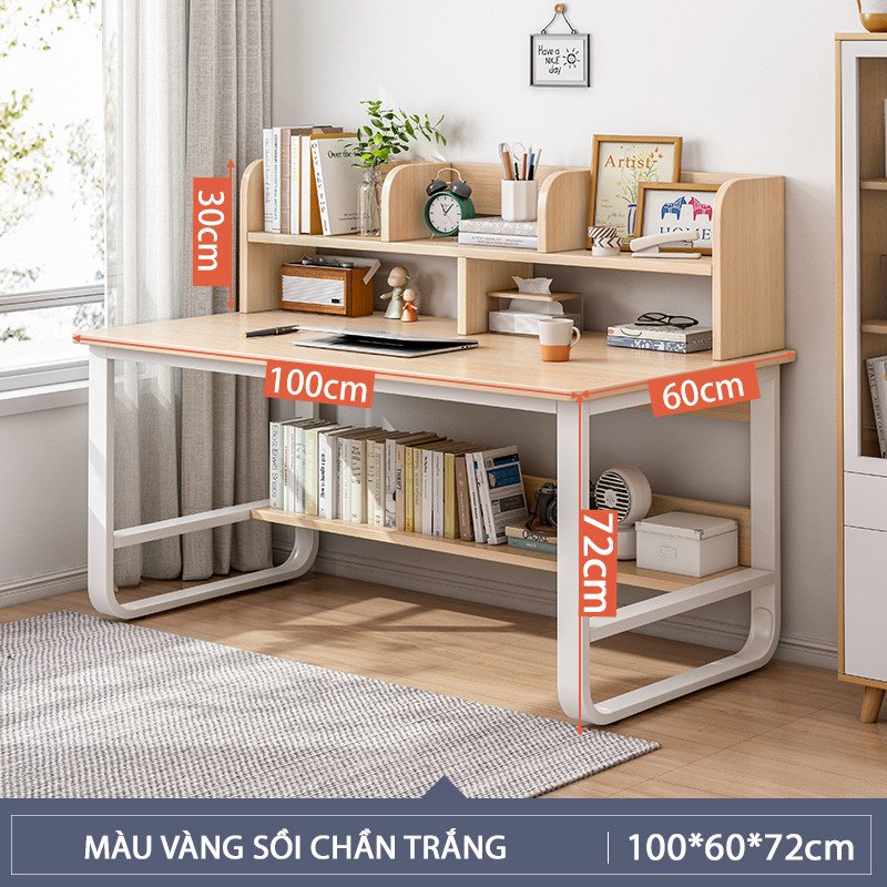 Bàn học sinh chân kim loại kết hợp tủ lưu trữ